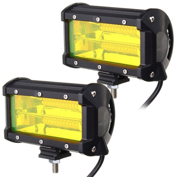 2-delad LED-arbetslampa gul spotlight 5" 72w 24LED-strålkastare underhållsstrålkastare för terrängfordon
