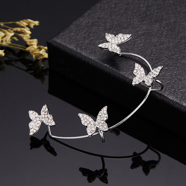 2-delade Hoop Örhängen Butterfly Cuff Örhängen Butterfly Hoop Ear