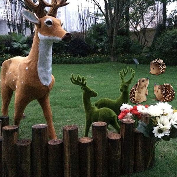 3st trädgårds-igelkottsstaty, djurskulptur, hantverksdekoration av hartsträdsfigurer, miniatyrliknande landskapsprydnad för uteplats