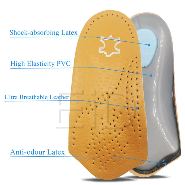 EiD Läder Ortopediska innersulor Ortotics Health Sole Pad för platt fot Häl Smärta Valvstöd Man Kvinna Sko innersula Inlägg EU  39/40