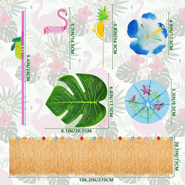 145 st Hawaii bordskjolar, Hawaii party bordskjol, Hawaii-dekoration för grillning, trädgård, strand, sommar, fest