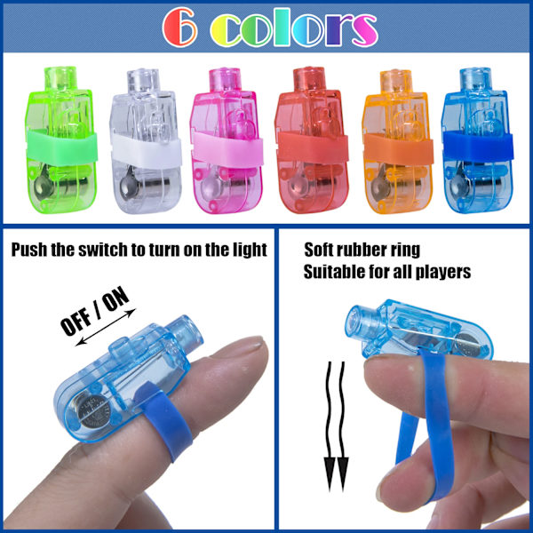 36PCS Finger ficklampor för barn,6 färger