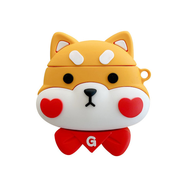 Tecknad case kompatibel med AirPods 2 och 1 - Mjukt stötsäkert skyddande cover [Söt tredimensionell djurserie] (Arc Shiba Inu)