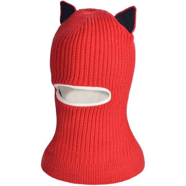 Baby Flickor Pojkar Vinter Varm Scarf Sjal Hatt Stickad Söt Cover Balaclava, Röd