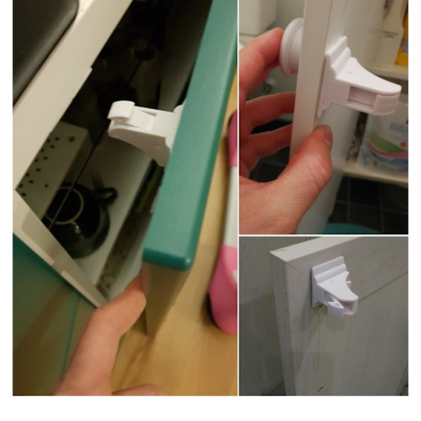 8 + 2 kpl Magneettinen lapsilukko Lapsisuoja Lapsiturvalukko Laatikko Salpa Kaappi Oven lukon rajoitin Lapsiturvalukko