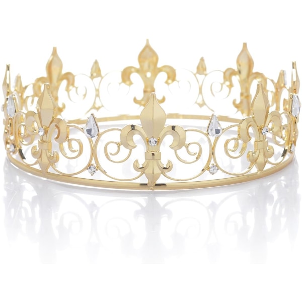 Medeltida Royal Crown Tiara Tiara King Crown Kostymtillbehör Hårstycke för män, guld