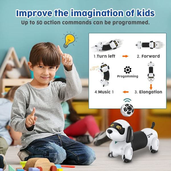 Kid Fjärrkontroll Elektronisk hund - Robotic Pet Interactive Robot Animals Smart RC Valp Programmerbar med gå- och dansleksak för flickor Pojkar
