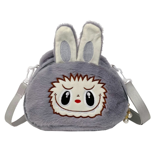 Labubu Cute Crossbody Labubu Cartoon axelväska myntväska barn kvinnlig plyschväska, barngåva halvcirkelformad modell grey 