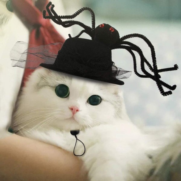 Halloween-dräkthatt för husdjur med stor spindel och rosett, valp Cosplay D