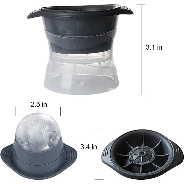 Store kugleformede isterningebakker 6 cm sæt med 2 (Blå)