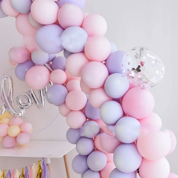 200 stycken pastelllila ballong 5 tums mini macaroon latexballong och ballong för festtillbehör för dekoration födelsedag, festceremoni, bröllop