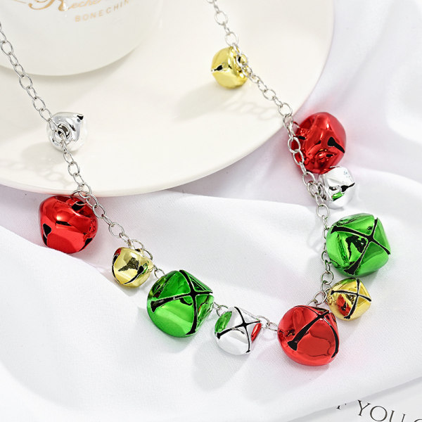 Julsmycken Set med 3 färgglada Bells Halsband Armband Örhängen Julsmycken
