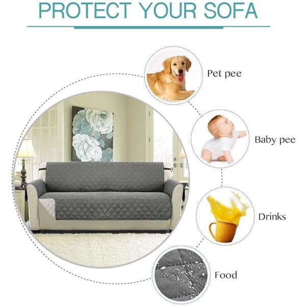 Sofa Cover Dobbeltsidig Sofatrekk Møbelbeskyttelse Sofatrekk Med Justerbare Elastiske Stropper, Vanntett Sofatrekk For Kjæledyr Og Barn (1 Seter)