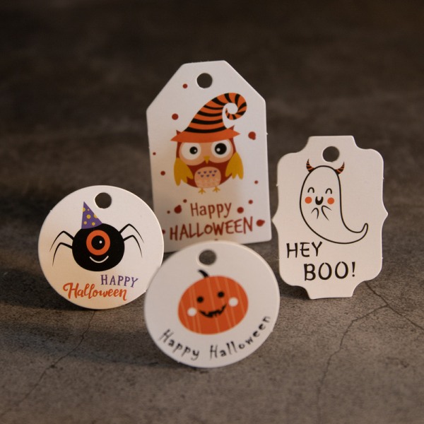 Halloween Tag Pumpa Ghost Cat Tag Card Halloween Godispåse Dekoration Tag Set