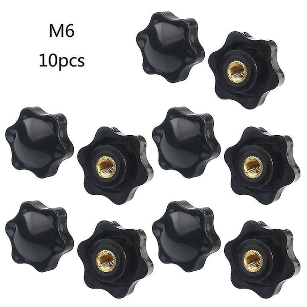 10x M6 Håndskrue med sekskantet hode og gjenger for fastspenning (36mm)