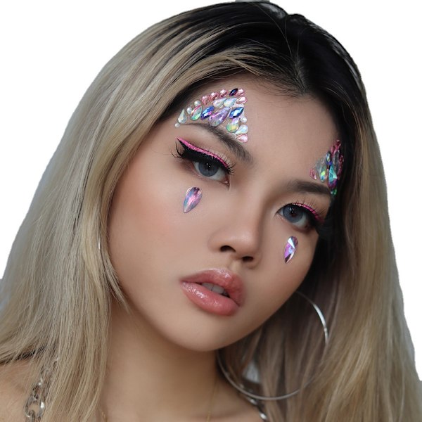 Set med 4 strass sjöjungfru ansikte tatueringar - Body Stickers Crystal Tears Gems Temporary Stickers