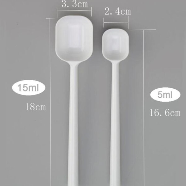 2-pack långa måttskedar Två skedar mjölkpulver 5ml 15ml white