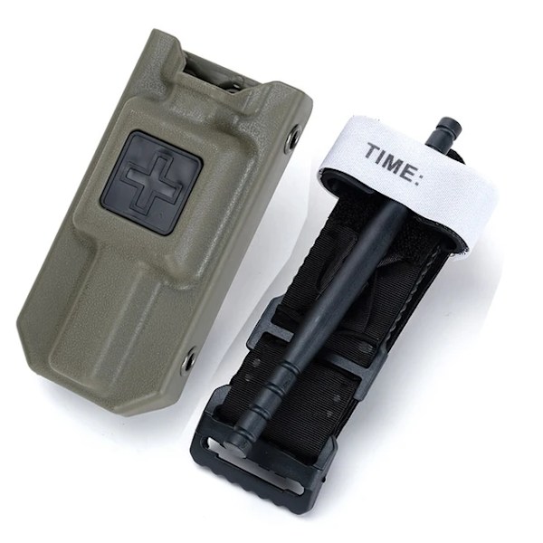 Tourniquet Cat Storage Box Bag MOLLE Medical Package Outdoor Emergency Tourniquetrats for Blood Armé Grön(TAKTISK TOURNIQUET 95MM+ FÖRVARINGSLÅDA)