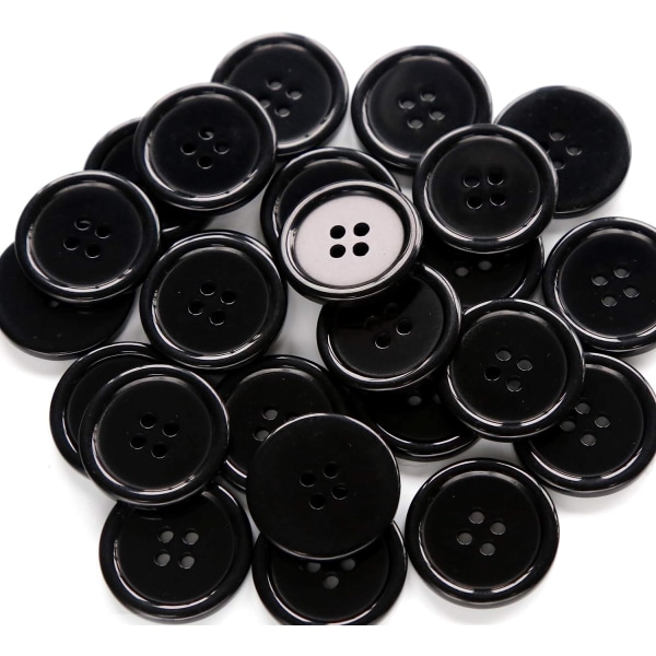 100 DIY-knapp Grossistknapp Färg godisfärg fyröga barnknapp med tunn kant (svart)