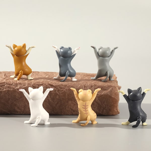 6 Dansande katter Handgjorda tecknade serier Charmig kattungeleksaker Dockor Söta prydnader Presenter 5,5 cm