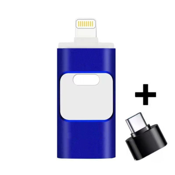 4 In1 USB I Flash Drive Disklagring Memory Stick För Iphone Ipad Pc Ios Android Blue 32G