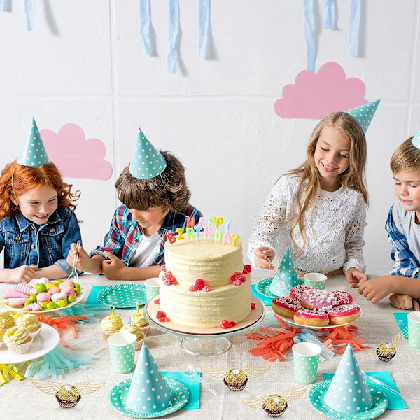 Trollkarlsfest Chokladdekoration Choklad ihåliga Festtillbehör Choklad Guld Dekor Tårta Wafer Cupcake Toppers med limpunktsprickar till födelsedagen