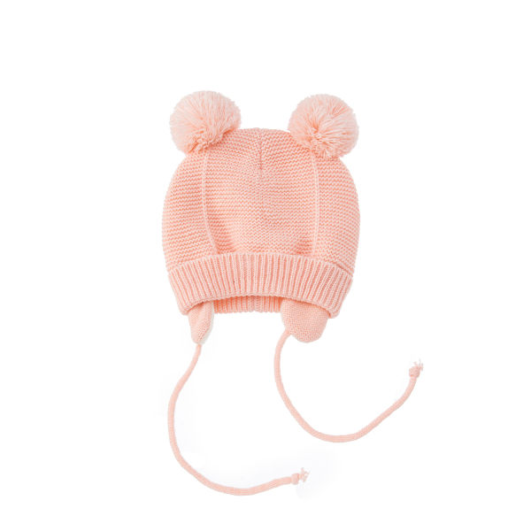 Set mössahandskar för barn, varma och kalla hörselskydd Stickade mössahandskar för barn (rosa)