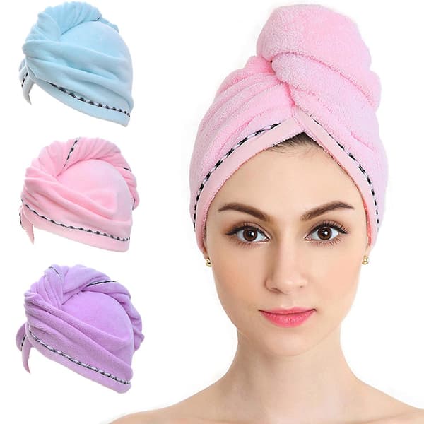 3 pakker hårtørrer, hurtigtørrende mikrofiber hårtørrer, badehætter til hårtørrer, badehåndklæder til hår, hurtigtørrende hatte til kvinder