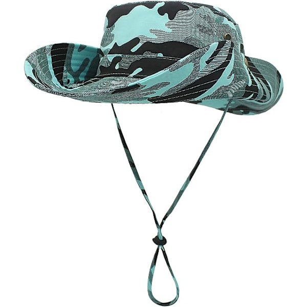 Unisex hopfällbar solhatt Kamouflage med bred brätte sommarhatt UPF 50+ Anti UV för män kvinnor