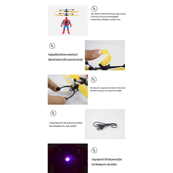 Spiderman Anime Figur Induktion Flygplan Hängande Flygande Spiderman Iron Man Hulk Fjärrkontroll Flygplan Leksak Barn Födelsedagspresent