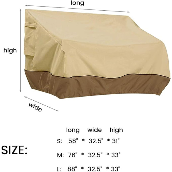 Cover för utemöbler, sofföverdrag för utomhusbruk, Vattentät Loveseat Cover för trädgård, UV-skydd, Dammtät och vindtätt (M)193*83*84