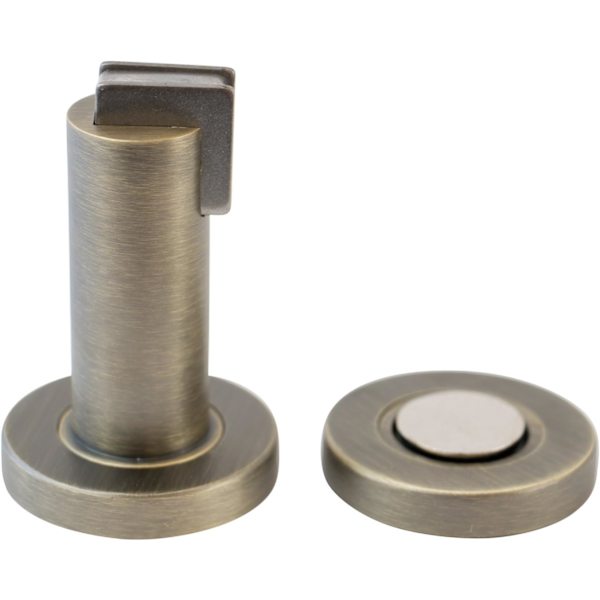 Magnetisk dørstopper MS010 i antikk stil. Dørstopper med materiale for gulv- og veggmontering, ø: 5cm, h: 8.4cm