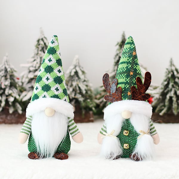 2 st Grönt cederträ LED-ljus vit kant tall tallträd juldekorationer bordsur present mini litet julgran