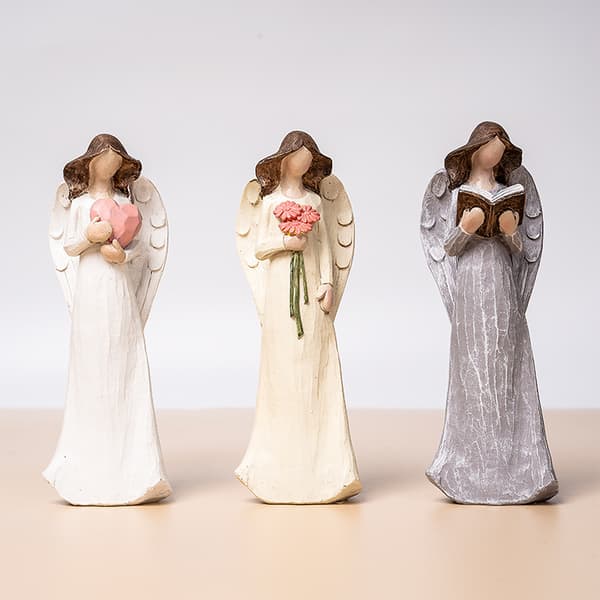 Blød blomsterfe-engelstatue i europæisk stil til skrivebord