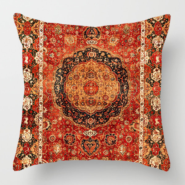 Set med 4 Tribal kuddfodral Abstrakt röd och svart vintage persisk matta mönster dekorativa kuddfodral heminredning Standard fyrkantig 18x18 tum blommig