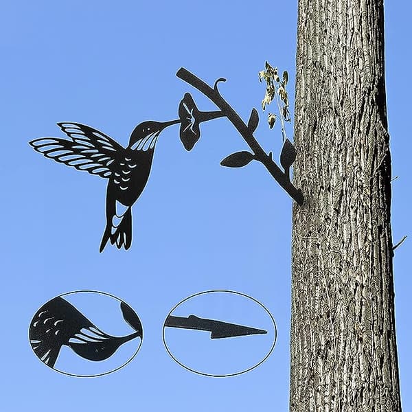 Stål Kolibri - Rustik Havepynt - Metal Fugle - Havepynt (1)