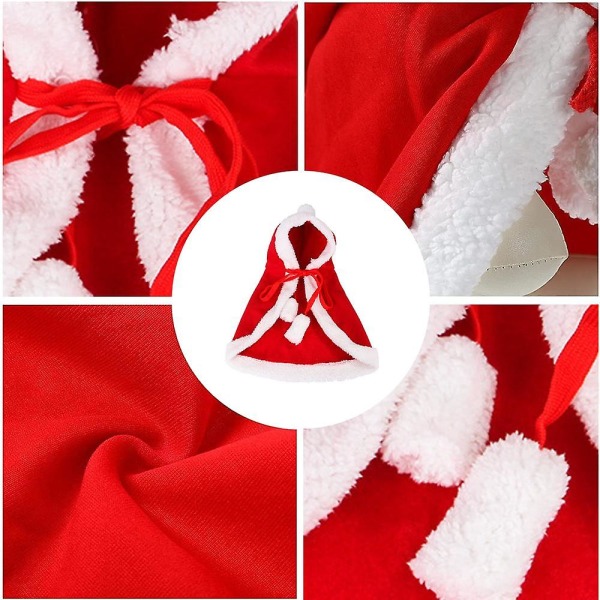 Cat Christmas Outfits Mjuk och tjock Xmas Cape med hatt
