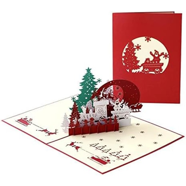Julkort för barn Mamma Pappa, Julafton 3D Pop Up Merry Xmas-kort med kuvert Sigill klistermärken för Friends Family, 5,9x7,8"
