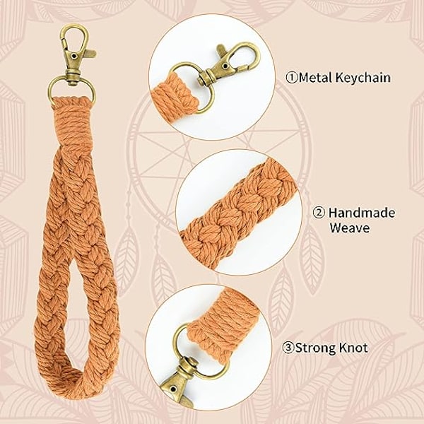 3 st Nyckelring Handgjorda armband för kvinnor Färgglada handledsband Mjukvävd nyckelring Flätad knuten nyckelringhållare