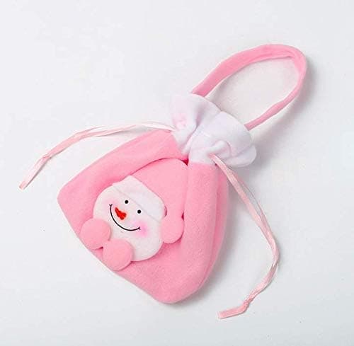 Godisväskor med dragsko Äppelväskor Kakväskor Söta Snögubbe Tomte Älg Julgransprydnader Julklappar Handväskor Hemdekorationer (Rosa Snögubbe)
