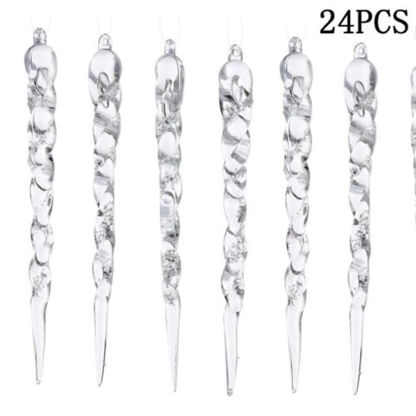 Julgransdekorationer Istappshängen 24 delar - Istapsdekoration Julgranshängen i akryl