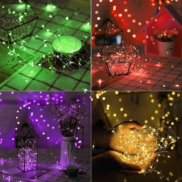 USB Star String Lights, 100 LED vattentäta 16 färger ändras med 4 ljuslägen, Fjärrkontroll för sovrumstak, Halloween, Juldekoration