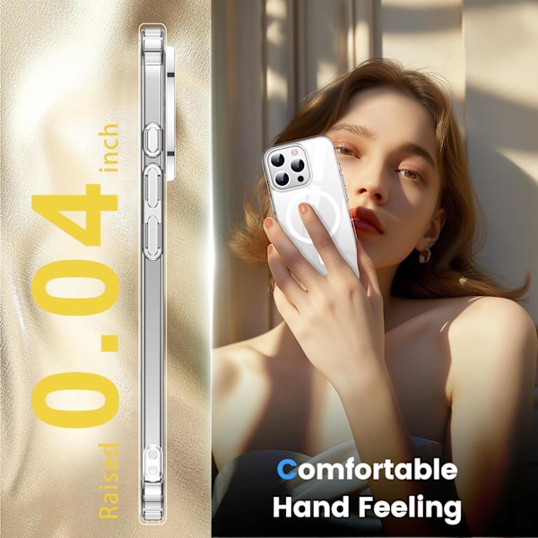 Suunniteltu i-Phone 16 Pro Max -kotelolle, [Yhteensopiva Magsafen kanssa][Keltaisuutta estävä][Sotilastason suojaus] Iskunkestävä suojus Slim Cover - 6,9 tuumaa, Kirkas
