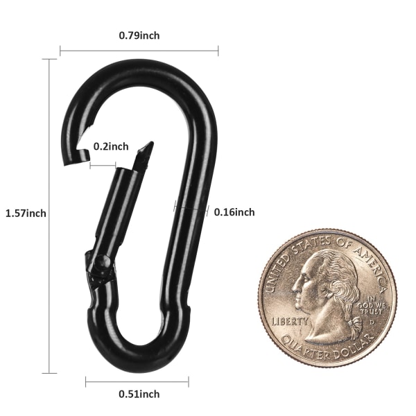 12-pack fjäderbelastade karbinhakar - M4 1,57" Heavy Duty Snap Krokar Snabblänk för fågelmatare eller hundkoppel och sele, 110lb kapacitet