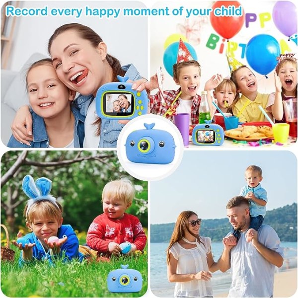 Digitalkamera för barn, 2,0-tumsskärm 1080P HD-barnkamera, USB laddning Digitalvideokamera Leksaker Presenter för 3-9 år gamla pojkar och flickor, blå