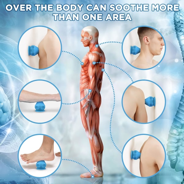 Monterbar massageboll Myofascial frigöringsverktyg, rygg nacke plantar fasciit ömma muskler triggerpunkt och djup vävnadsmassage (blå)