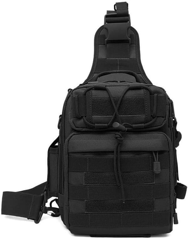 Tactical Sling Chest Pack Molle Daypack Mini ryggsäck Assault Pack för Camping Vandring Trekking, Svart