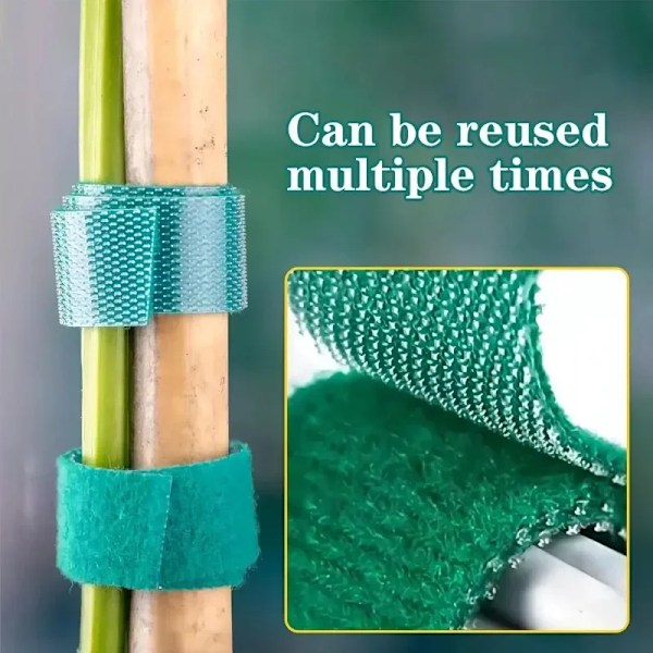 50m Självhäftande Nylon Buntband Grön Justerbar Konstruktion Loop Support Trädgårdsgarn Återanvändbart Fästelement