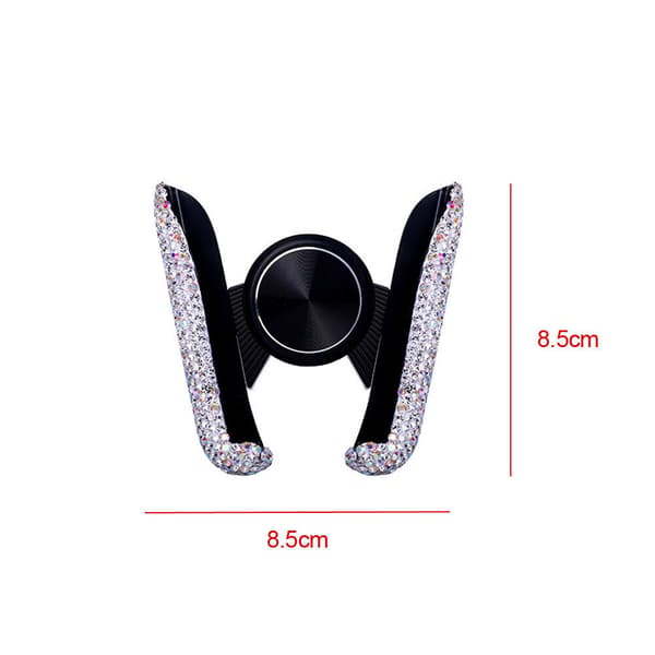 Universal Bilholder Luftventilfeste Klips Bling Rhinestone Biltilbehør, Hvit