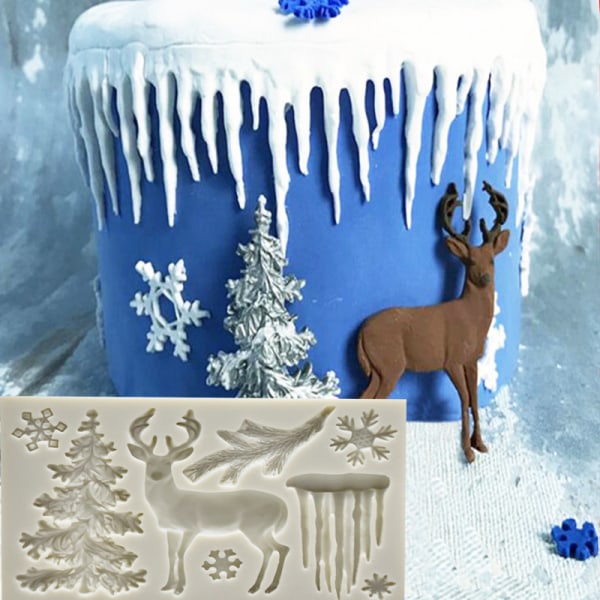 Jul Älg Julgran Snöflinga Iskub Form Sockerkaka Dekorativ form DIY-bakning